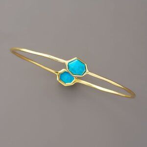 IPPOLITA 18K Gold Gelato Bangle Bracelet with two Turquoise Stone